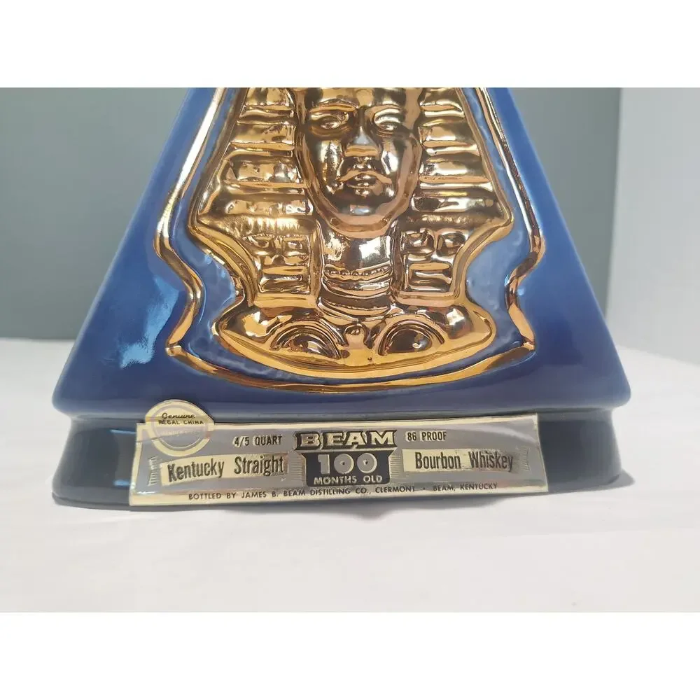 1970 Jim Beam Imperial Session Indiana Decanter Blue Pyramid Empty Tax Stamp